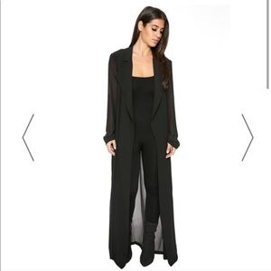 Elegant Black Women's Long Coat